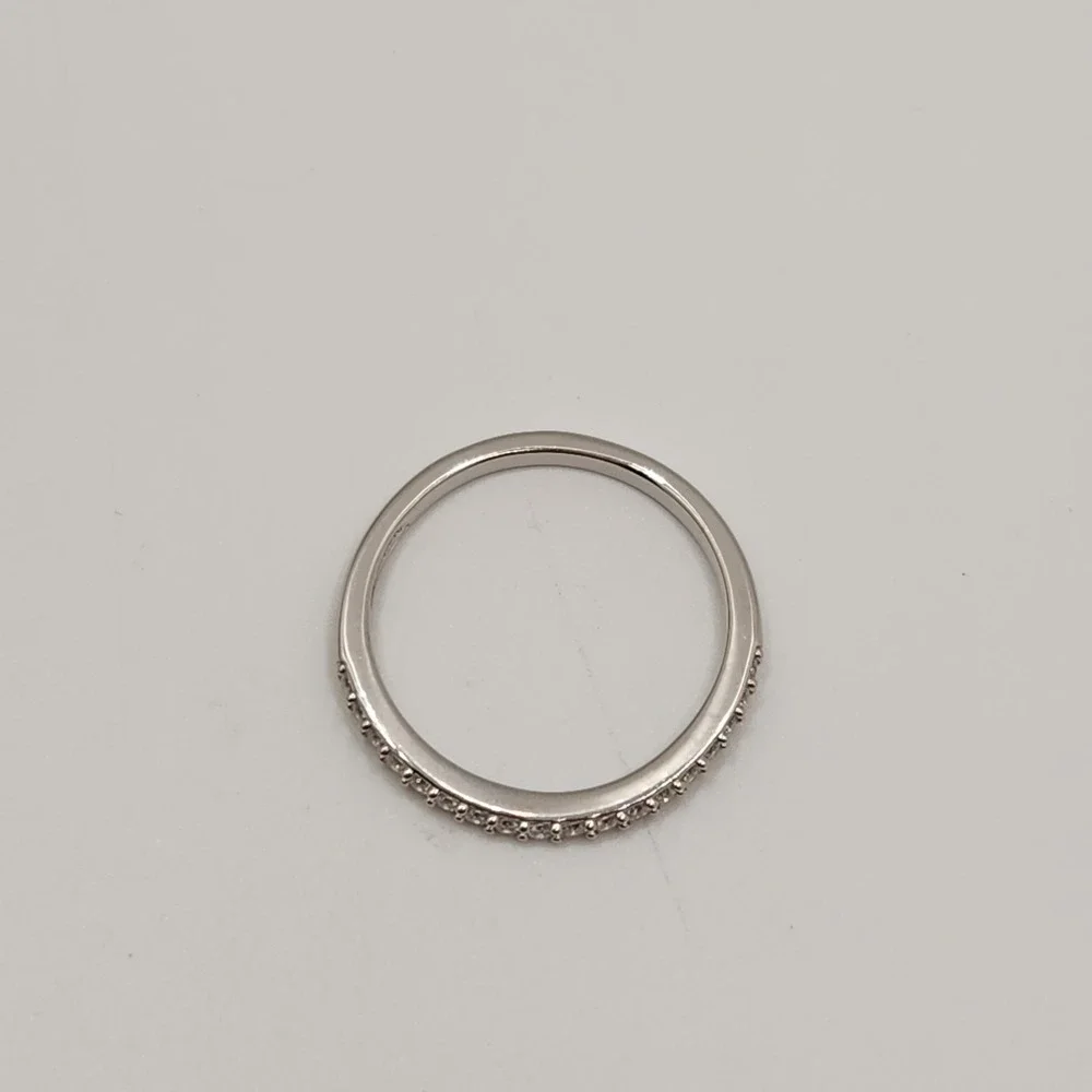 925 Sterling Silver Cubic Zirconia Half Eternity Stacking Band Ring Size 8